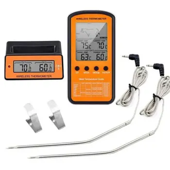 

Digital BBQ Thermometer Wireless Kitchen Oven Food Cooking Grill Smoker Meat Thermometer with Probe and Timer Temperature Alarm