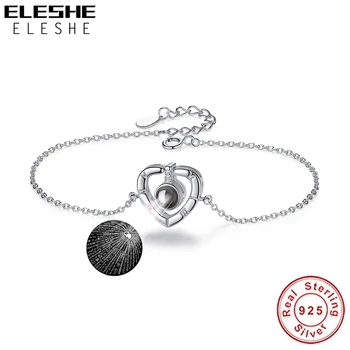 

Romantic 100 Languages I Love You Projection Bracelet 925 Sterling Silver Link Chain Bracelet for Women Fashion Wedding Jewelry