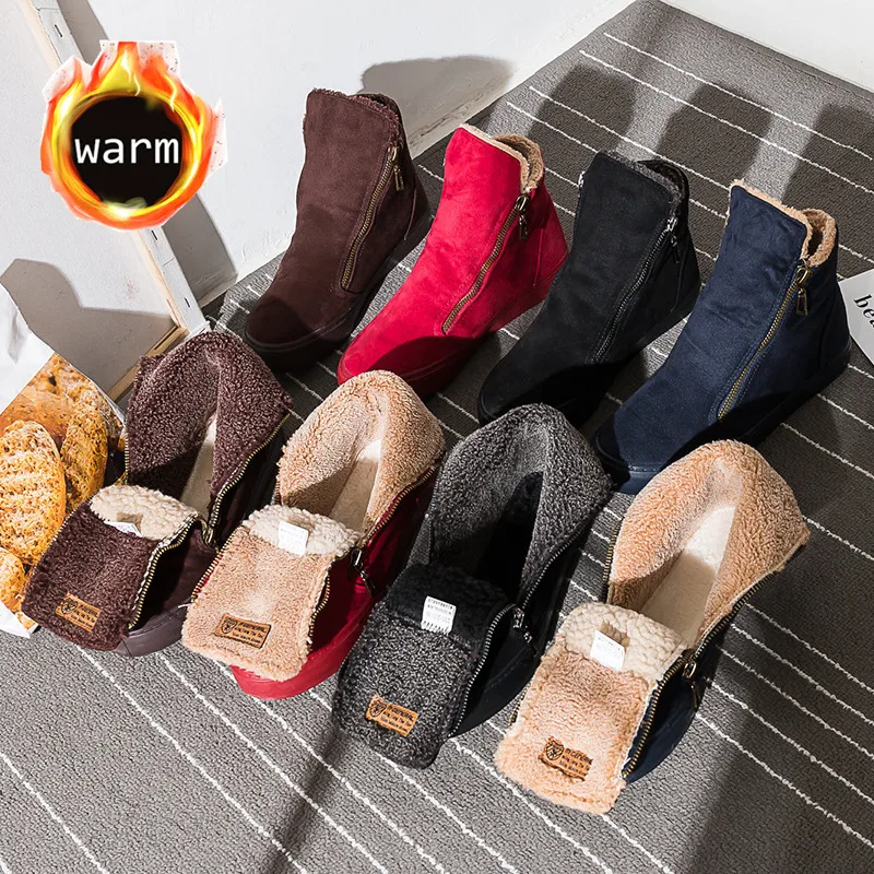 

2019 Winter Snow Boots Women Winter Shoes Zip Warm Plush for Cold Winter Fashion Women's Boots Sweet Ladies Brand Ankle Botas