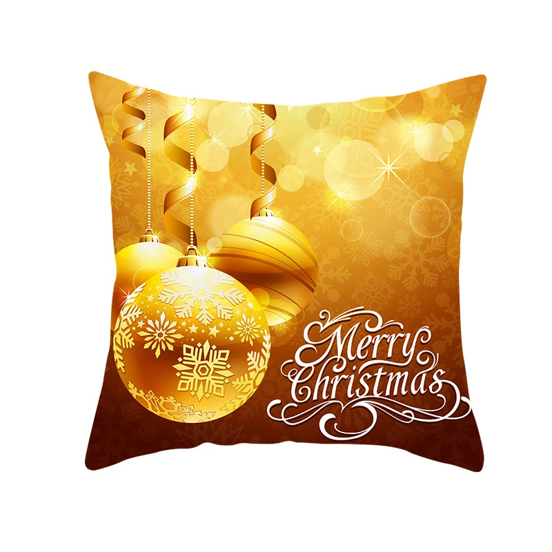 Fuwatacchi Gold Merry Christmas Cushion Cover New Year Gift Throw Pillow Covers for Home Sofa Decorative Pillowcases 45*45cm - Цвет: PC11958