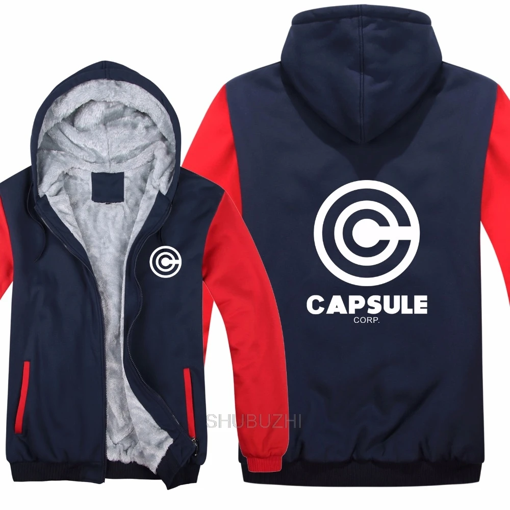 Dragon Ball Z чехол Capsule corp, худи с принтом в виде героев мультфильмов, пиджак, утолщенный жилет с капюшоном, на молнии, зимняя одежда с ворсом «Жемчуг дракона» Толстовка с принтом капсул