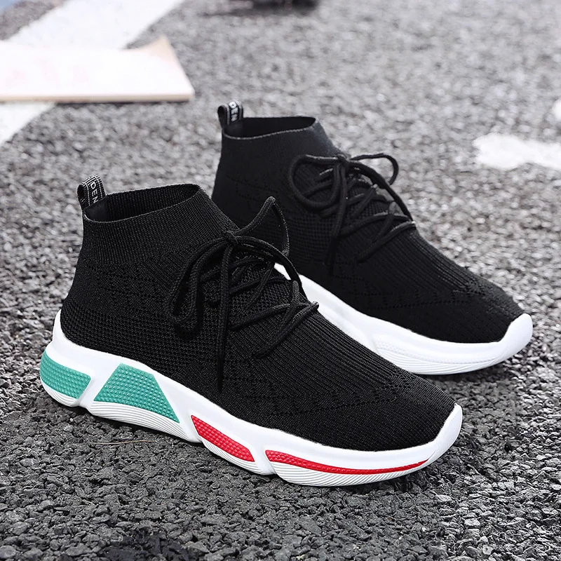 

Elasticity Socks Shoes Women's 2019 New Style Casual Flat Versatile Online Celebrity Knitted Sports WOMEN'S Shoes Socks White Sh