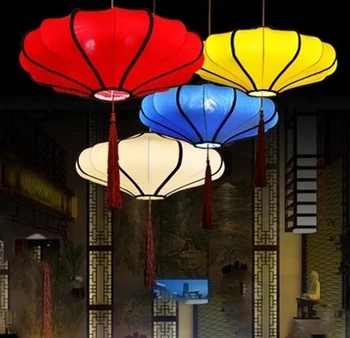 

New Chinese Fabric Lantern Restaurant Corridor Chandelier Creative Hotel Restaurant Catering Lamps Hot Pot Restaurant Tea Room