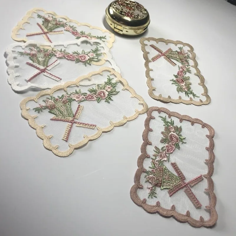 

Кружевной коврик для подушки, чашки, скатерть, фартук для подушки, аксессуары для диванной подушки, кружевной Ретро текстиль, украшения для дома, аппликация, 10 шт.