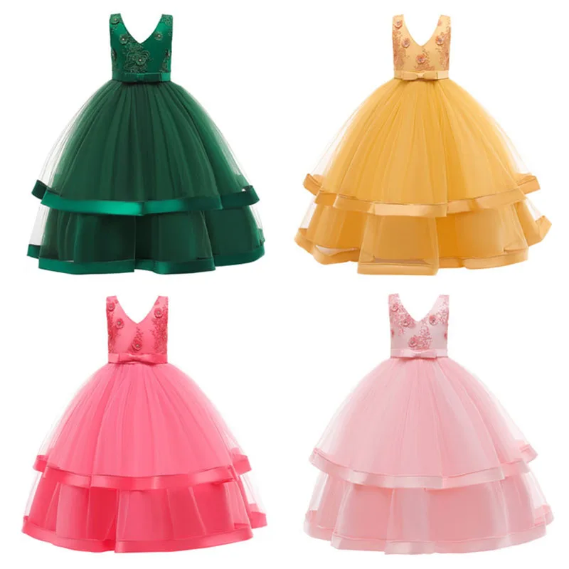 

3-11T Girls Dresses Beading Tutu Princess Birthday Dress Kids Birthday party Designs Ball Gown Teens Dresses For Girl Clothes