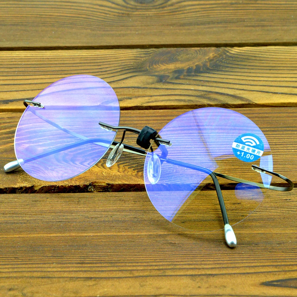 Round Style Rimless Oversized Titanium Alloy Reading Glasses +0.75 +1 +1.25 +1.5 +1.75 +2 +2.5 +2.75 to +4 reading glasses