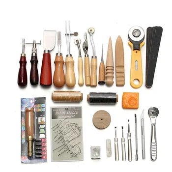 

37Pcs Professional Leather Craft Tool Set DIY Craft Supplies Sewing Tools Kit Punch Carving Work Saddle Leathercraft Accessories