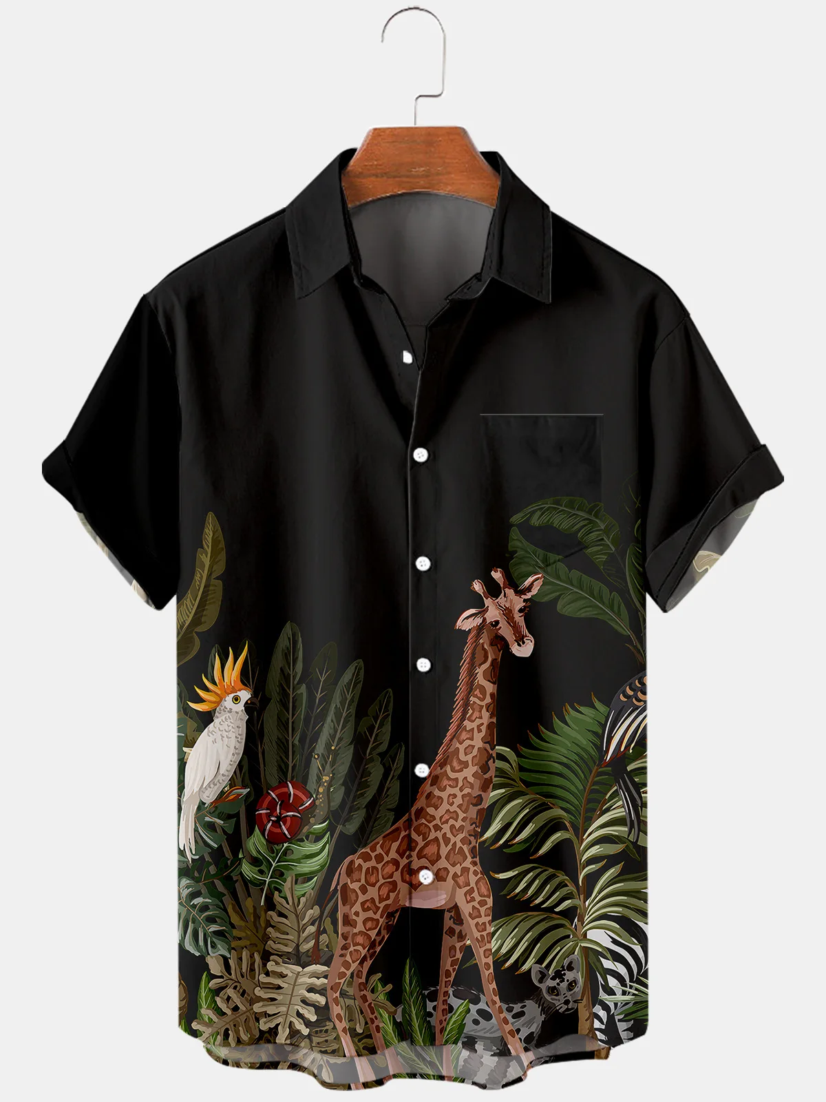 2021 Summer Hawaiian Printed Shirt Men and Women Palm Leaf Element Beach Shirt Men and Women Casual Cool Breathable T-Shirt Top
