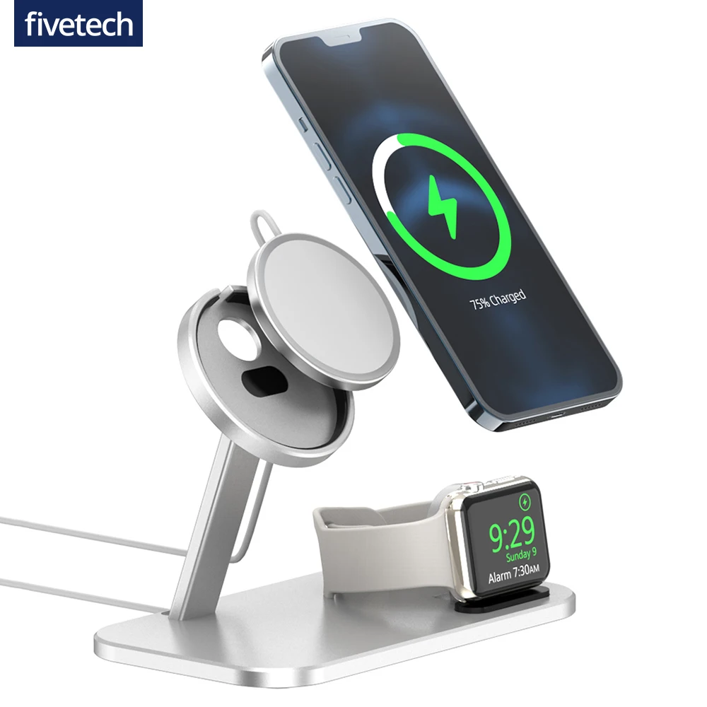 2 in 1 Phone Holder For Magsafe Wireless Charger Stand for iPhone 12 Pro Mini Bracket Desk Aluminum Alloy Mount for Apple Watch
