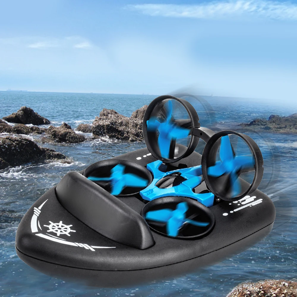

Mini Drone 3 in 1 RTF RC Quadcopter Boat Sea-Land-Air 2.4G Car Helicopter with Headless Mode 3D Flips Plane Toy for Kids Adults