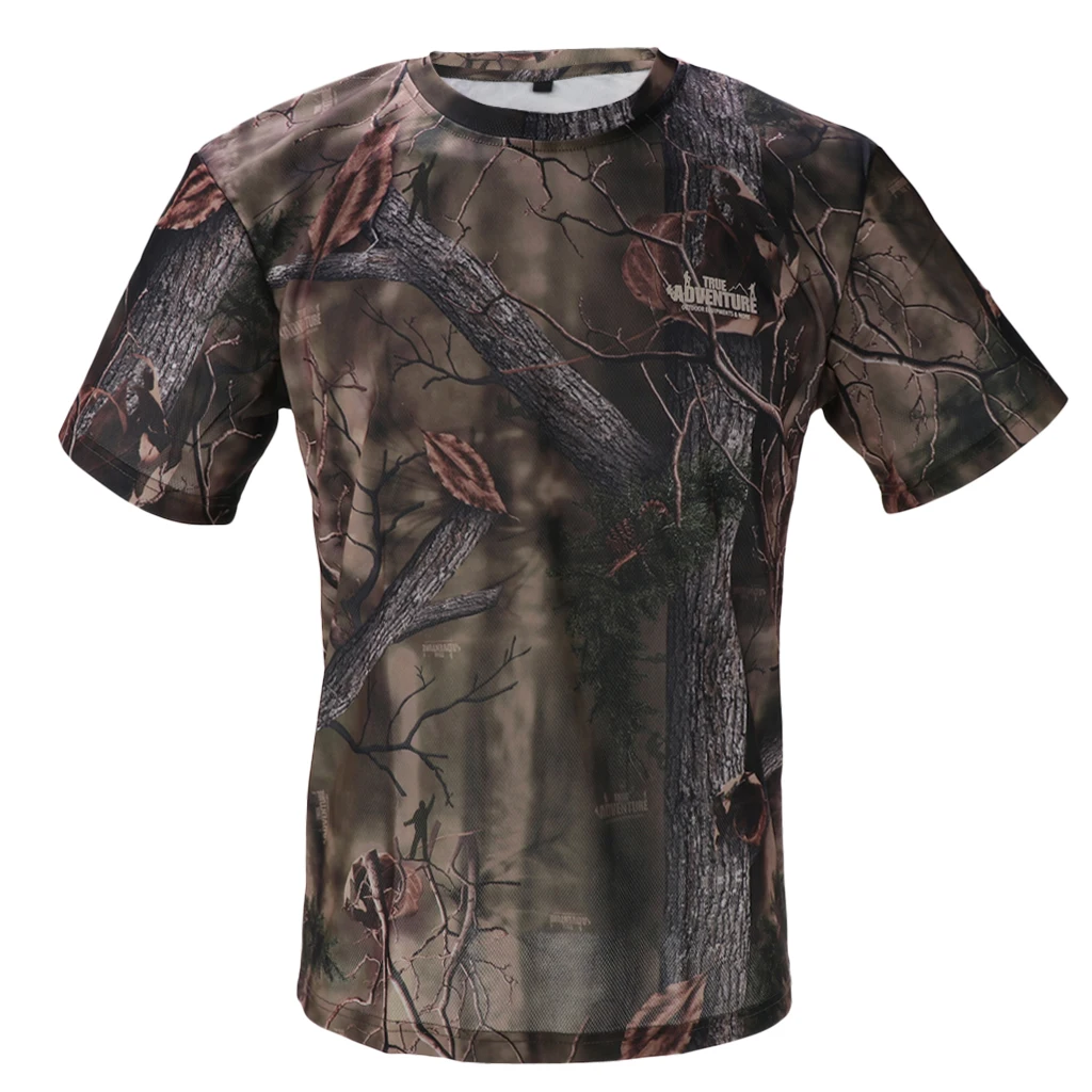 Bionic Tree Camo охотничьи рубашки с круглым вырезом футболки с коротким рукавом для спорта и повседневной носки