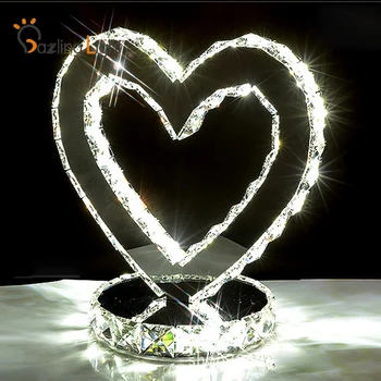 

Table lamp crystal modern stainless steel crystal led bedside lamp for bedroom living room desk light for fixture