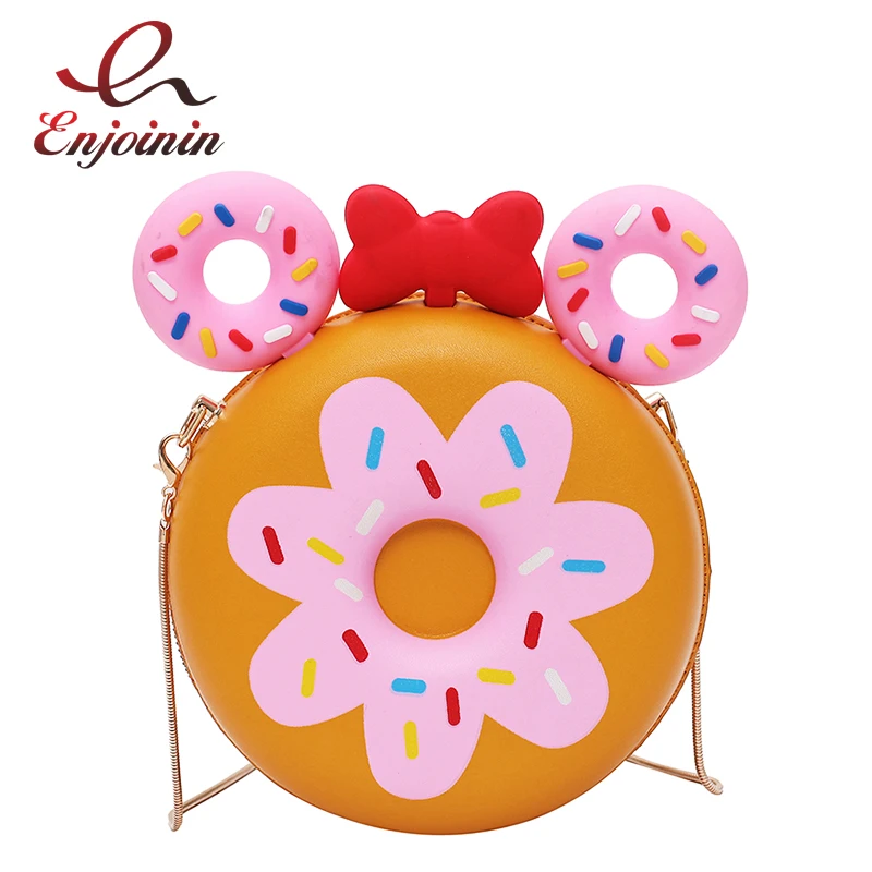 Cute Cartoon Novelty Donut Bow Style Girl's Shoulder Bag Purses and