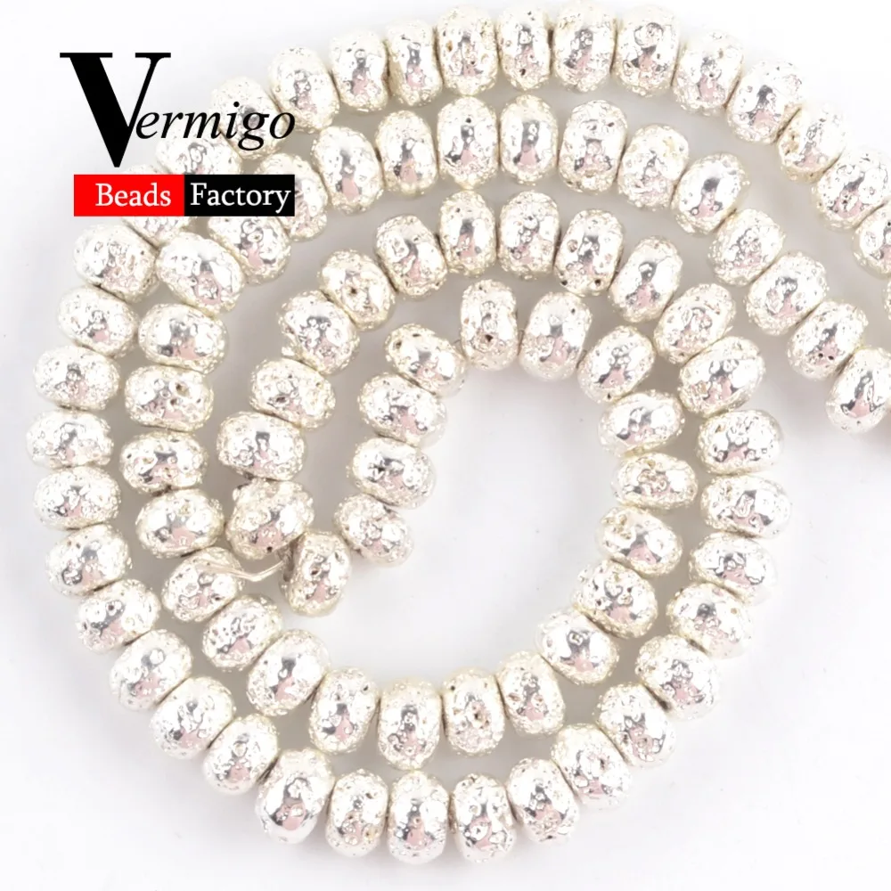 s0853 算盘珠银色火山石黑胆石