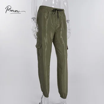 

Prowow Fashion Style Women Loose Casual Pants Solid Army Green Lace Up Female Pants Ladies Comfortable Sweatpants Women Clothes