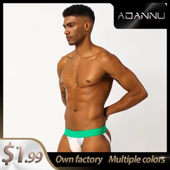 

2020 New Cotton Quick Dry Gay Men Sexy Underwear Thong Men Jockstrap Solid Man thong Mens Thongs And G strings U Pouch BP.02