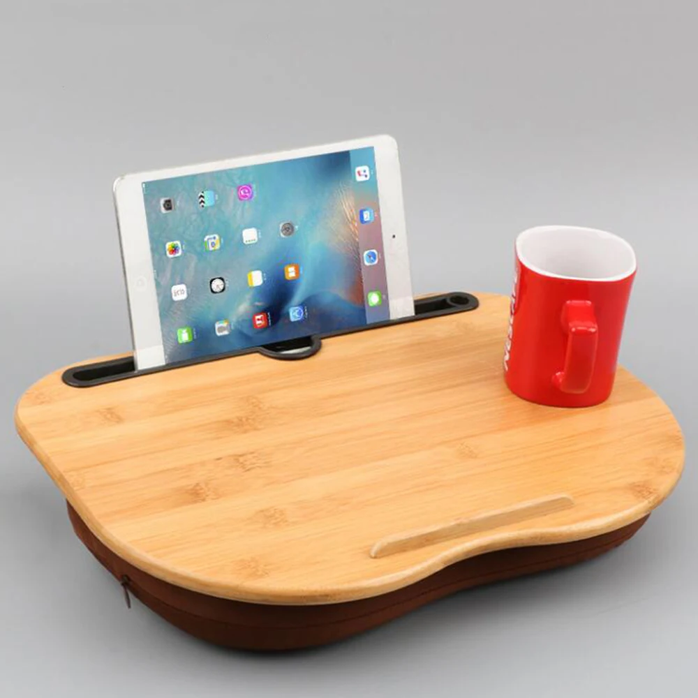 

Bamboo Multifunctional Laptop Desk Notebook Desk with Pillow Laptop Table for Bed Sofa Tray Table Dormitory Studying Table