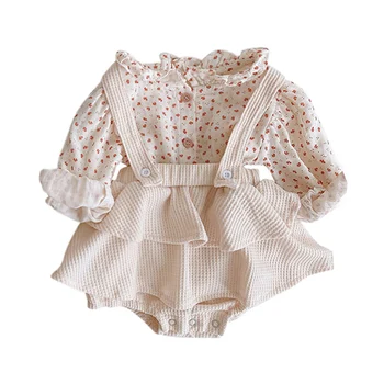 

2020 Baby Girl Clothes Spring Autumn Linen Cotton Girls Floral Blouse Shirt , Romper Dress Newborn Baby Girls Clothes Outfits