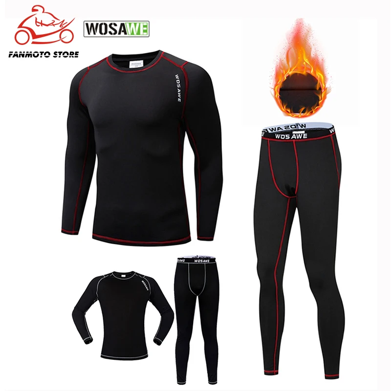 Мужские зимние теплые флисовые велосипедные комплекты WOSAWE кальсоны нижние слои
