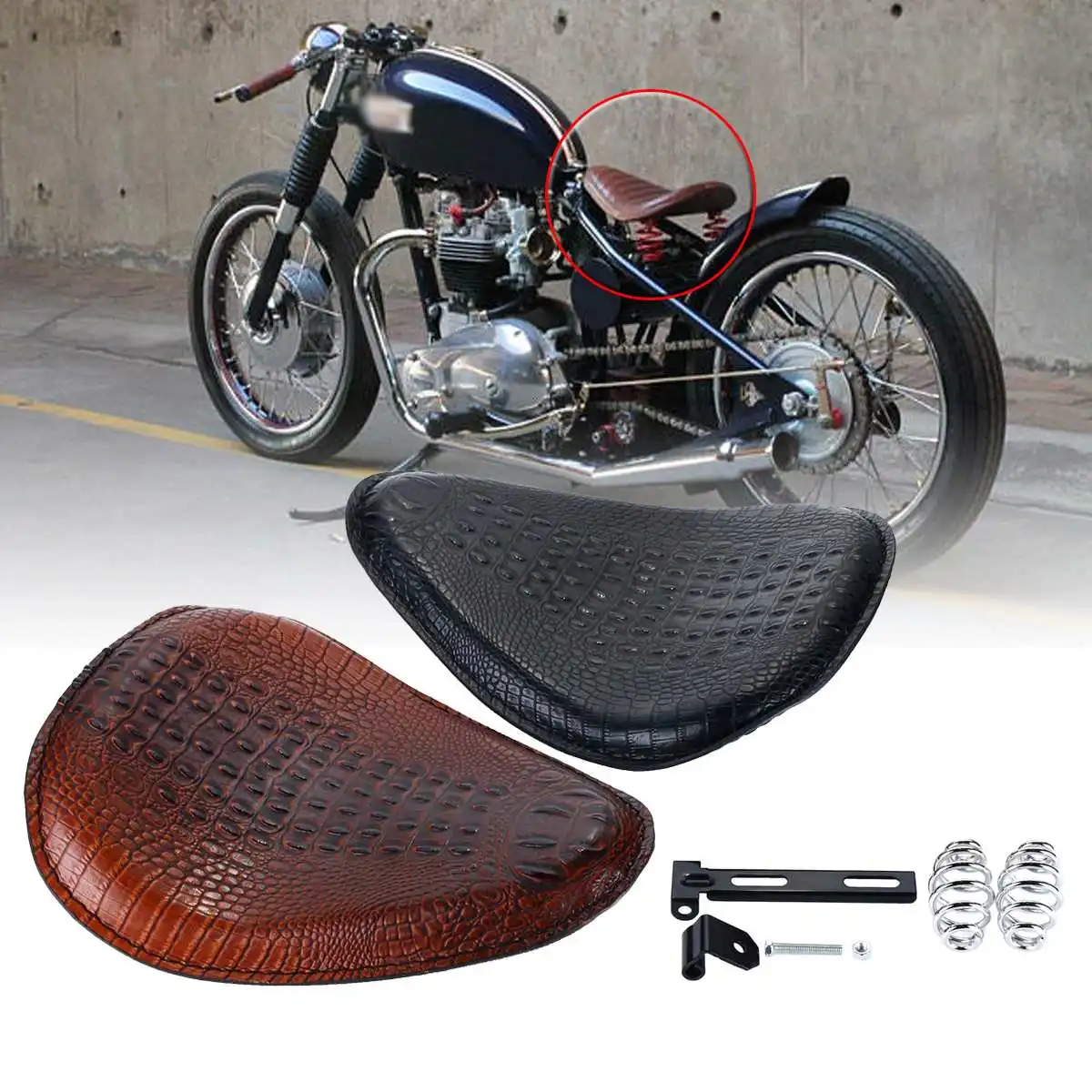 

Hot New Motorcycle Driver Seat Spring Bracket PU Leather Solo For Harley Chopper Bobber