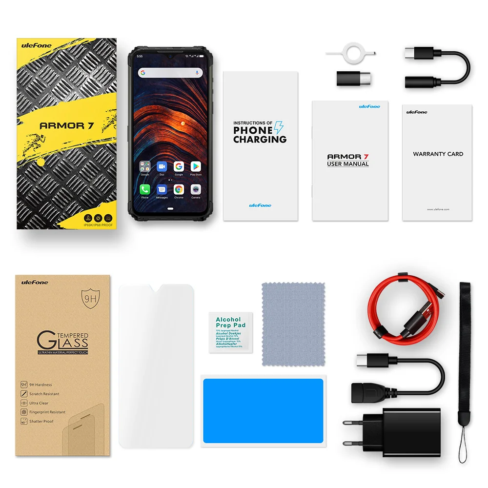 Глобальная версия Ulefone Armor 7 IP68 Водонепроницаемый Прочный 6,3 дюймовый FHD+ 8 Гб 128 ГБ Восьмиядерный Android 9,0 48MP NFC 4G LTE смартфон