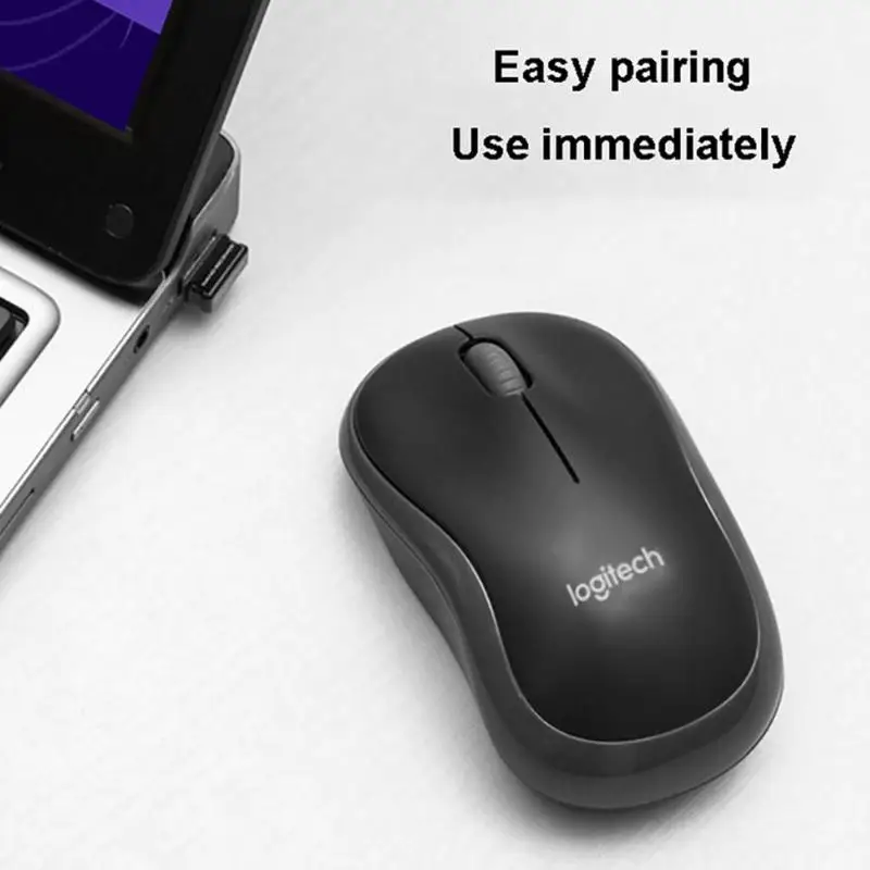 Logitech M185 2,4G USB беспроводное соединение для ноутбука Настольный ПК 1000 Точек на дюйм оптическая игровая Мышь с 1 AA Батарея Питание игровой мыши