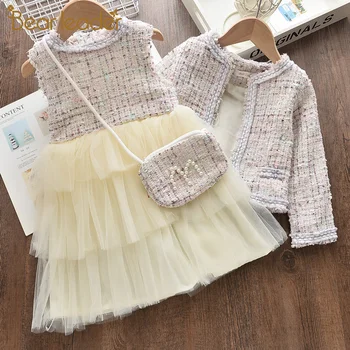 

Bear Leader Girls Children's Sets 2020 New Autumn Princess Outfits Elegant Winter Mesh Suits Cute Kid Children Clothing with Bag