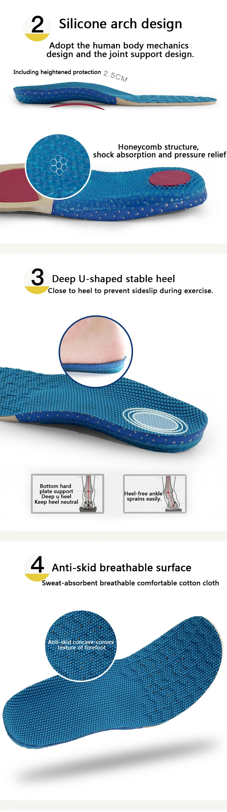 Unisex PORON Sports Shoes Insoles Breathable Sweat Absorbent Insoles For Running Sport Sneakers Shoes
