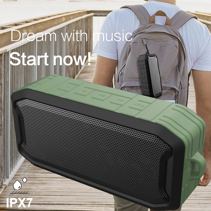 IPX7 водонепроницаемый уличный Bluetooth динамик портативный с fm радио TWS стерео