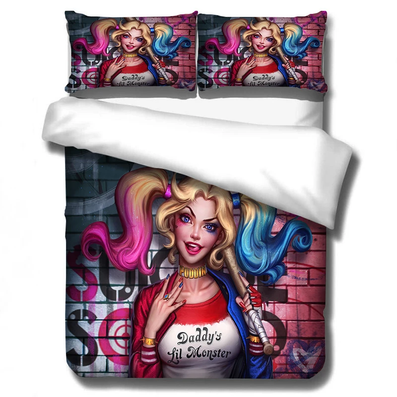 Harley Quinn3D Bedding Set Suicide Squad Duvet Covers Pillowcases DC Comics The Joker Batman Comfor