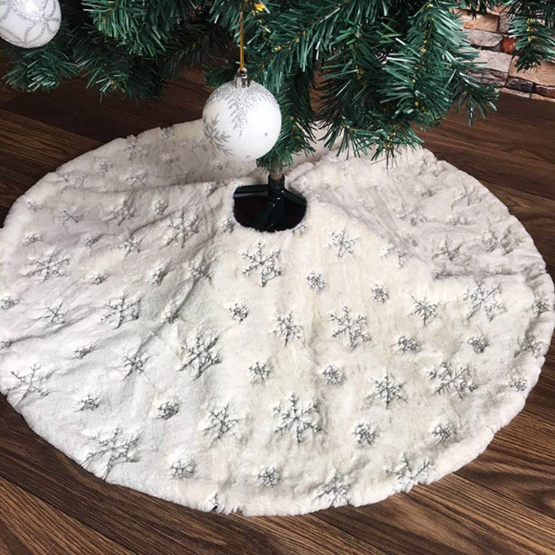 

TOP!-90Cm Embroidered White+Silver Sequins Embroidered Christmas Tree Group Snowflake Christmas New Year Christmas Decorations H