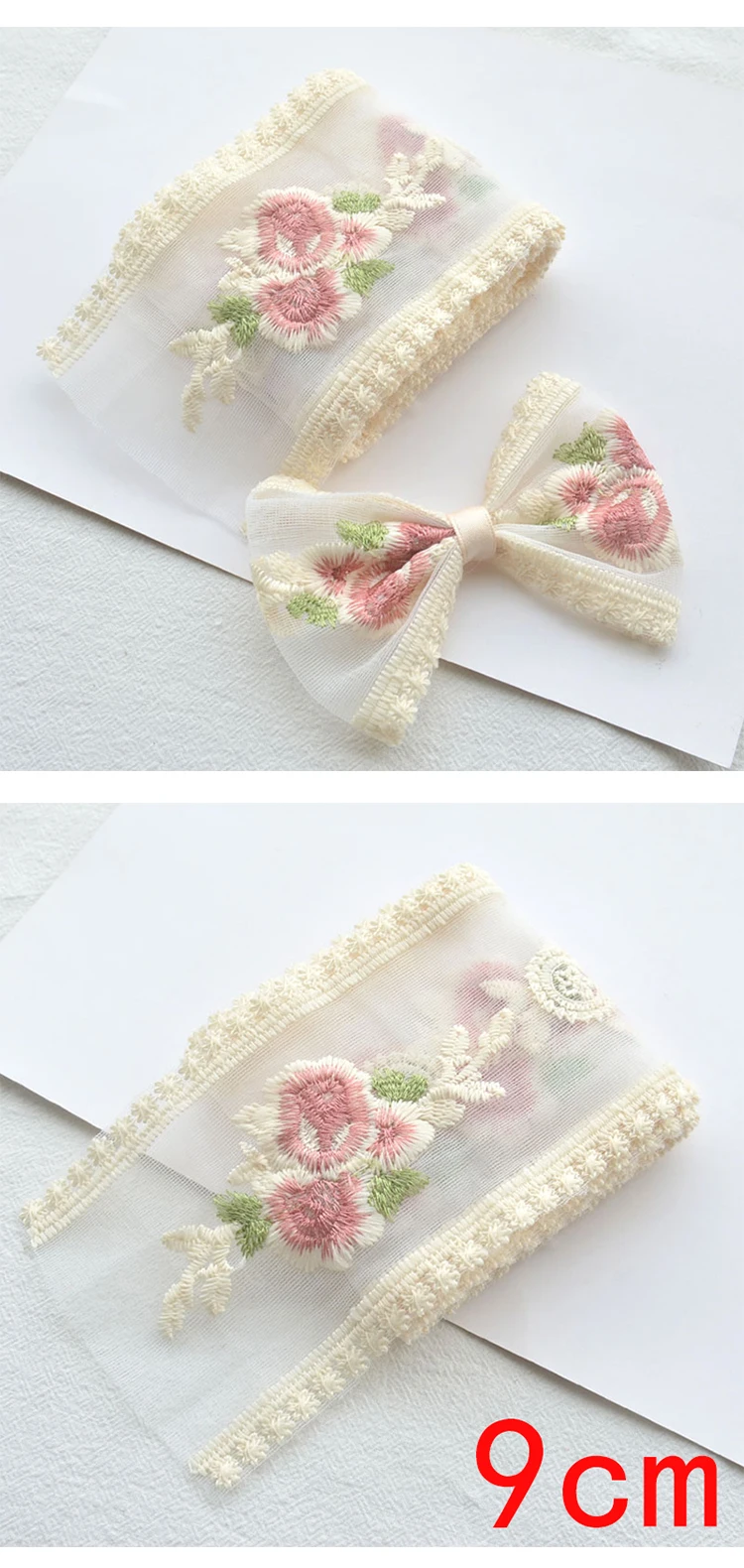 Flower Embroidery Lace Ribbon For Bow Making Clothing Decor Sewing Fabric DIY Craft Supplies Needlework Accessories 2yards New