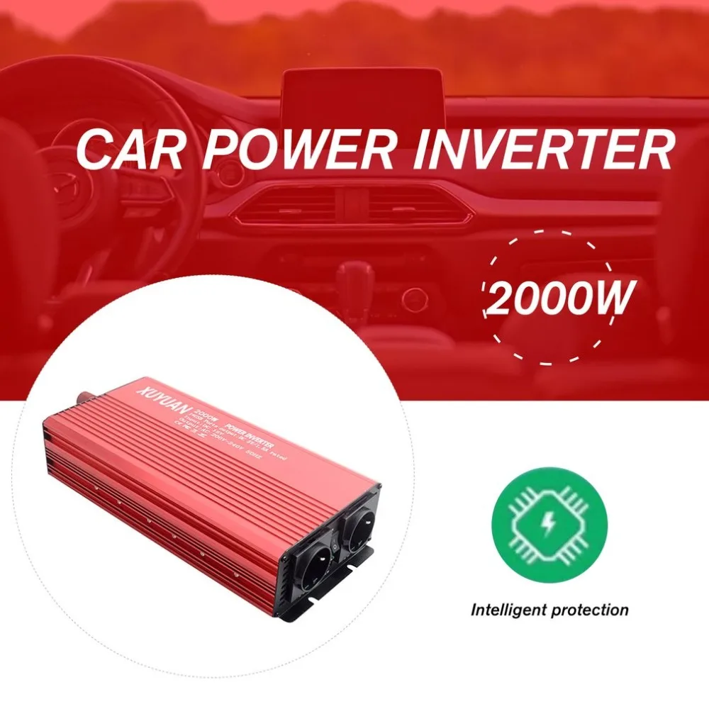 2000W 12 V-220 V автомобильный Мощность преобразователь Зарядное устройство адаптер модифицированный синусоидный инвентор с USB Порты и разъёмы и штепсельная вилка европейского стандарта