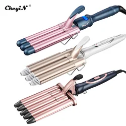 CkeyiN 3 Barrels Hair Curler Ceramic Curling Iron Electric Curls Tong Professional Hair Waver Styler Wand Salon Styling Tool