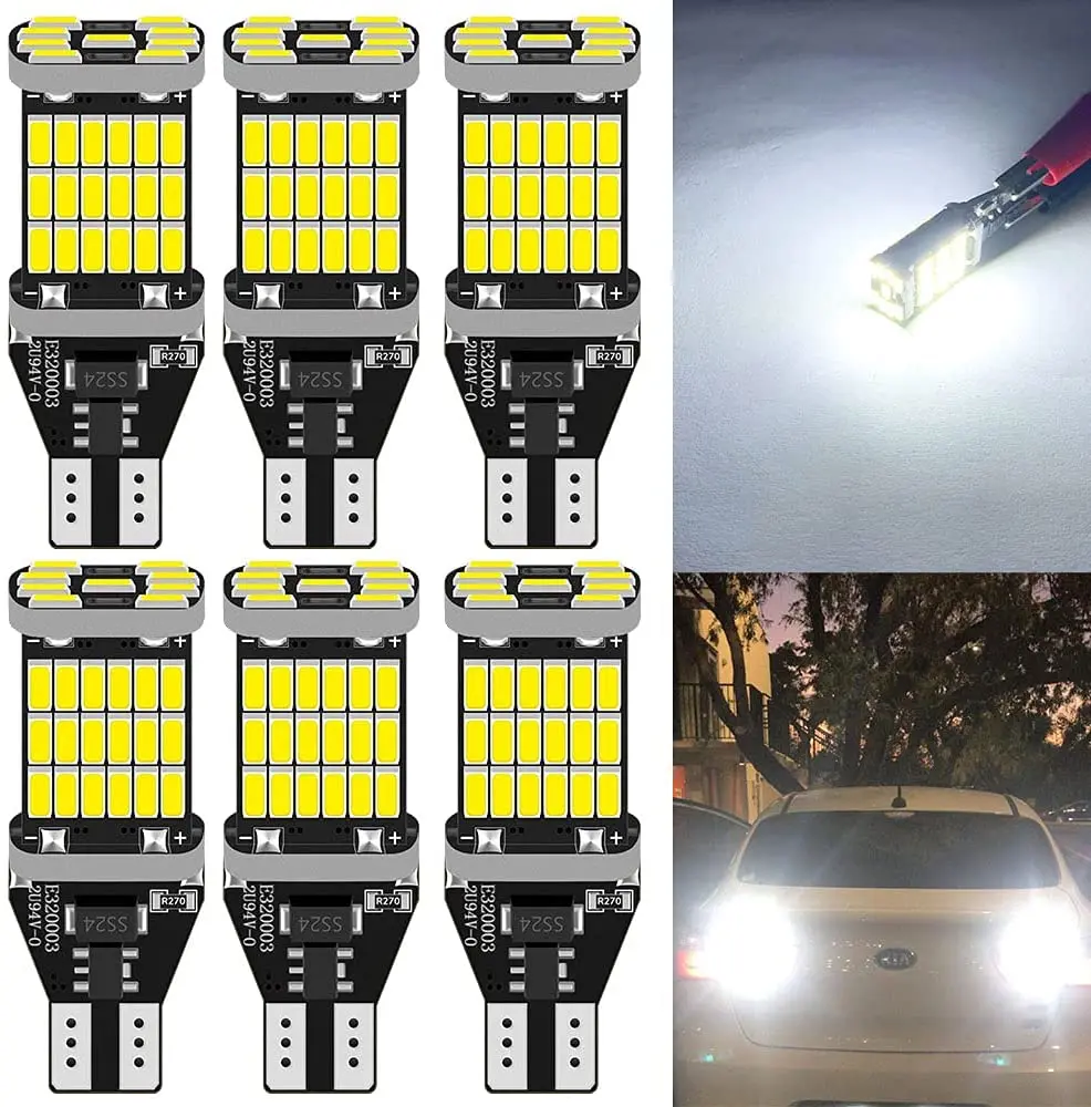 

2PCS T15 W16W 921 912 T16 902 LED Bulbs High Power 45pcs 4014SMD Super Bright 1200LM Replace For Car Reversing Light White