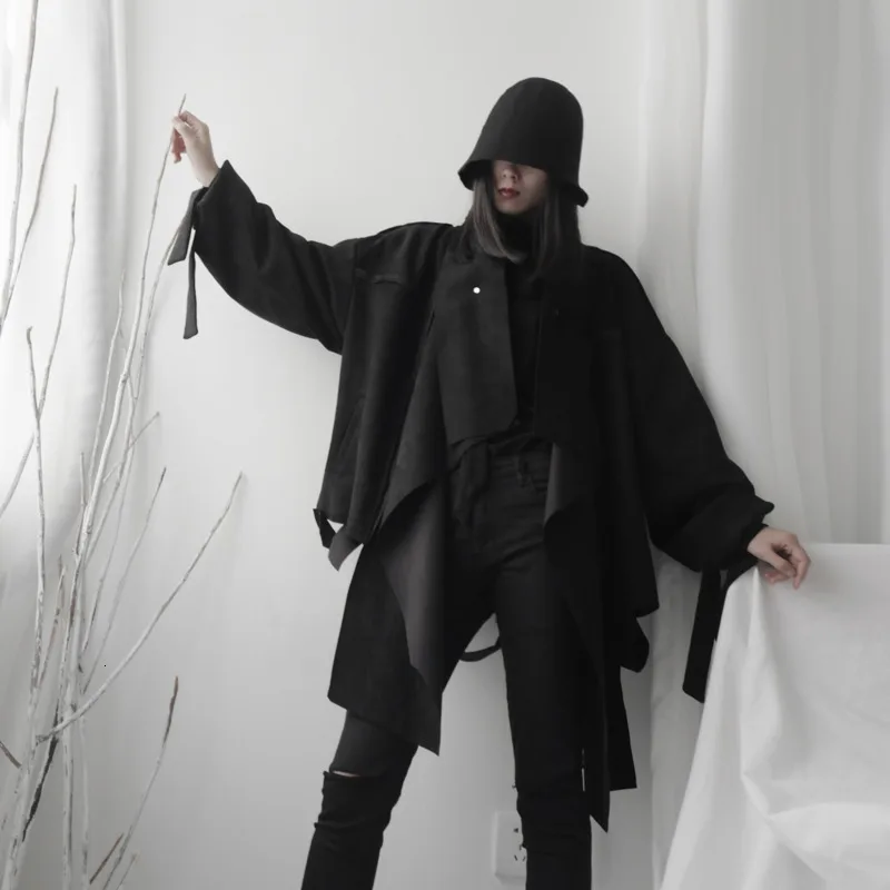 

LANMREM 2020 Solid Color Coat Spring New Lapel Long Sleeve Irregular Stitching Heavy Industry Suede Jacket 19B-a276