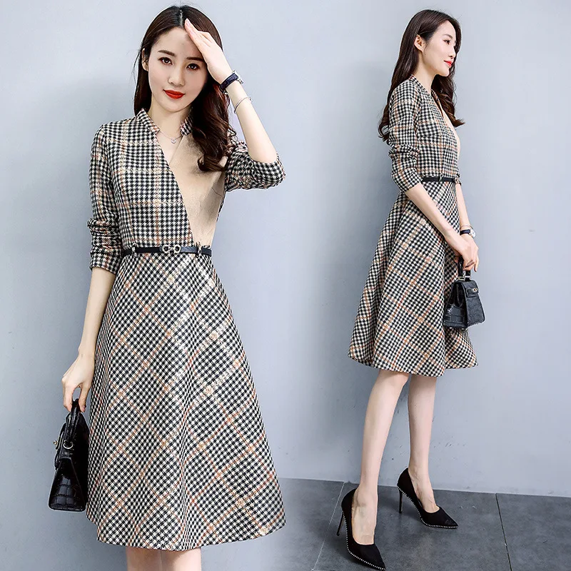 

Korean-style Ol Women's Spring New Style Long Sleeve Slimming Slim Fit Versatile Trend Cool Fashion Commuting Cute Dress
