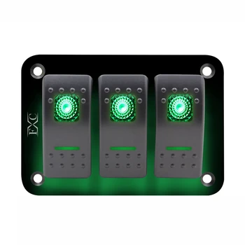 

12V-24V-3-Gang-Toggle-Rocker-Switch-Panel-Green-LED-Light-On-Off-Car-Marine-Boat
