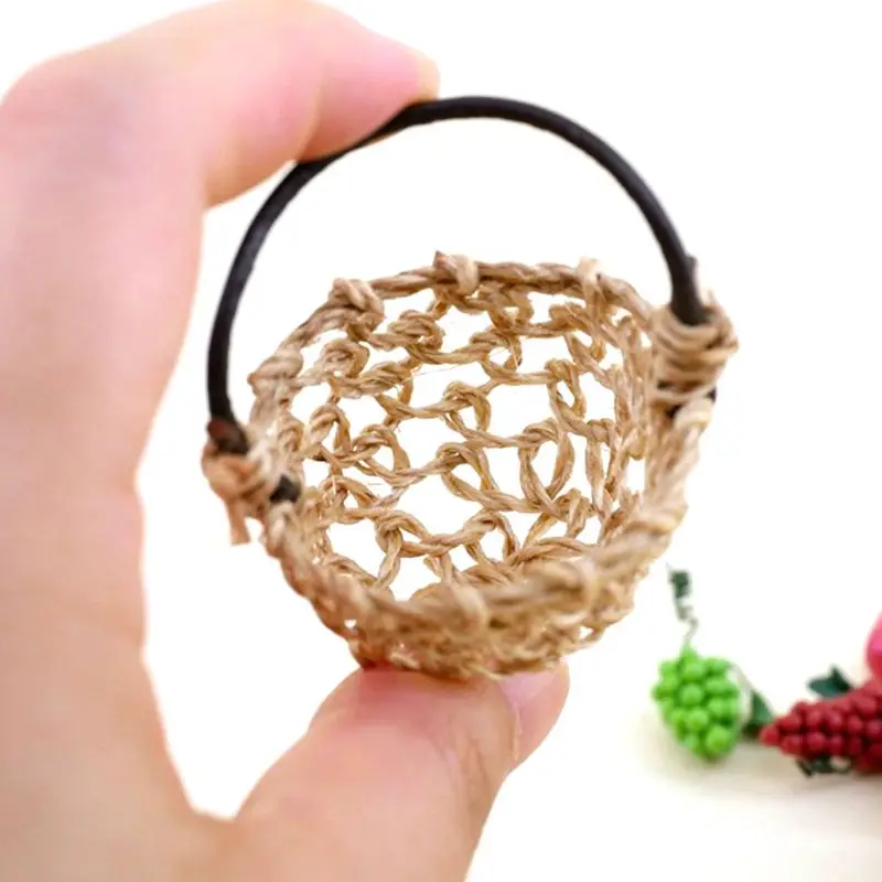 1/12 Dollhouse Miniature Accessories Mini Hemp Rope Basket Model Simulation Toys for Doll House Decoration