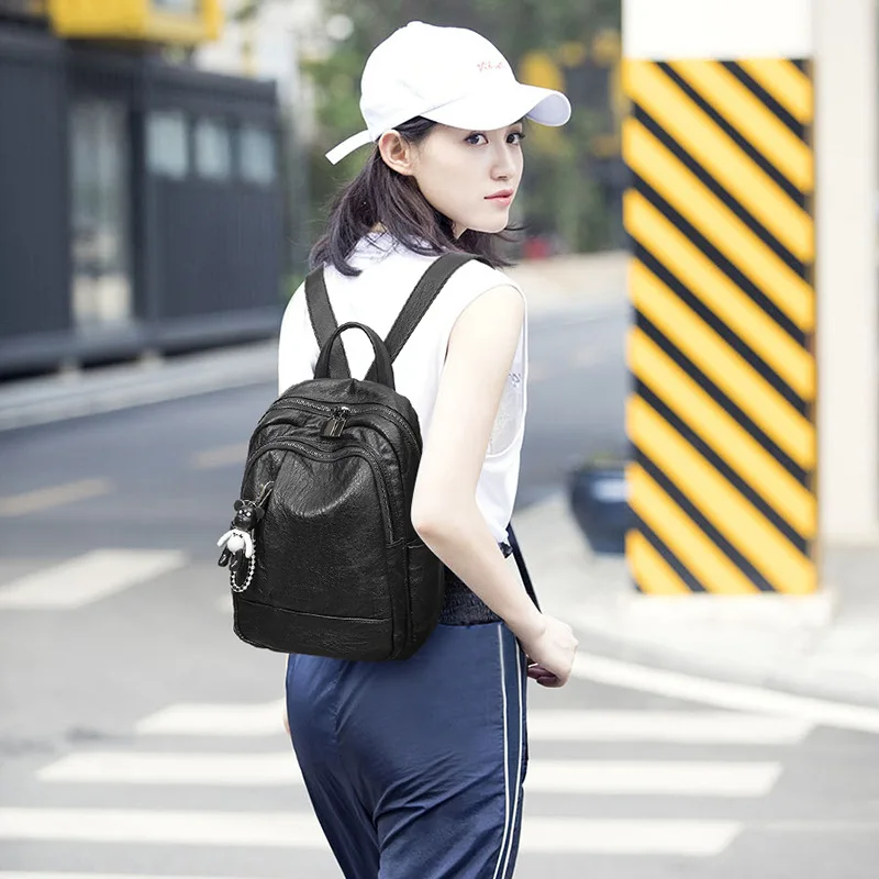 Рюкзак женский стиль корейский стиль veritile Модный мягкий кожаный Простой тренд повседневный рюкзак школьный