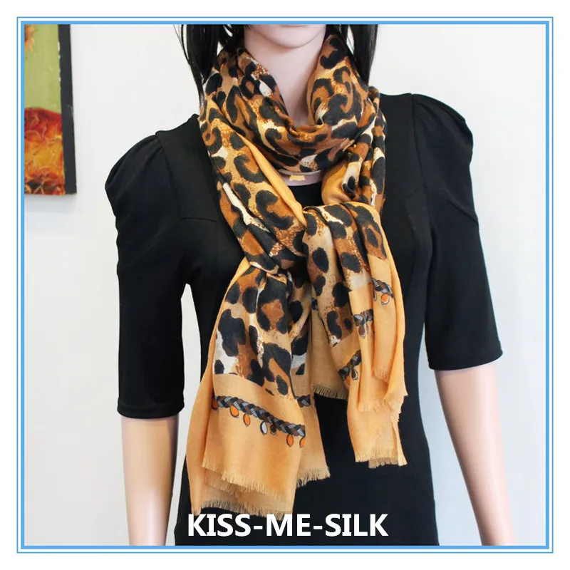 

KMS Leopard Knot superfine pure cashmere shawl long scarf scarf winter thin scarf shawl women 100*200CM/100G