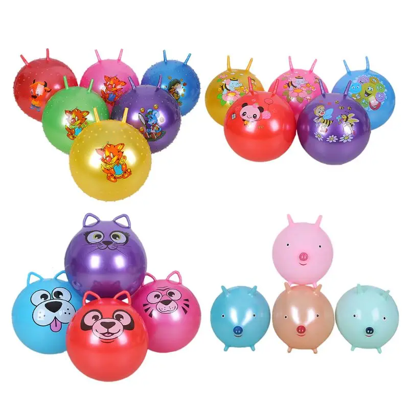 

Inflatable Jump Ball Cartoon Print Hopper Bounce Outdoor Sports Toy Balls with Handle Kids Game Toy