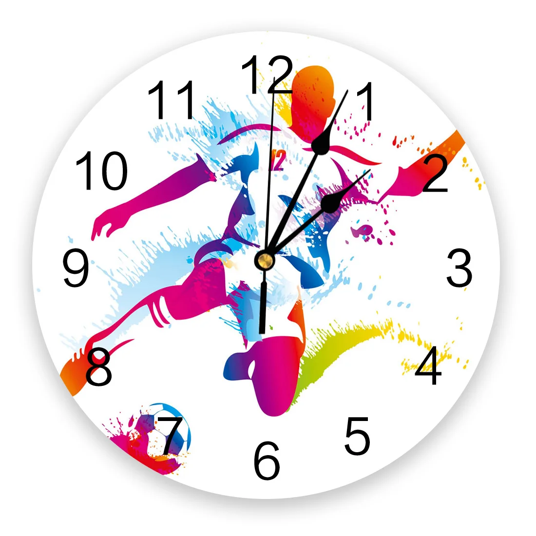 Red Purple Character Football Sport Wall Clocks Non Ticking for Girl Boy Bedroom Bathroom Kitchen Living Room Office Round Clock | Дом и сад