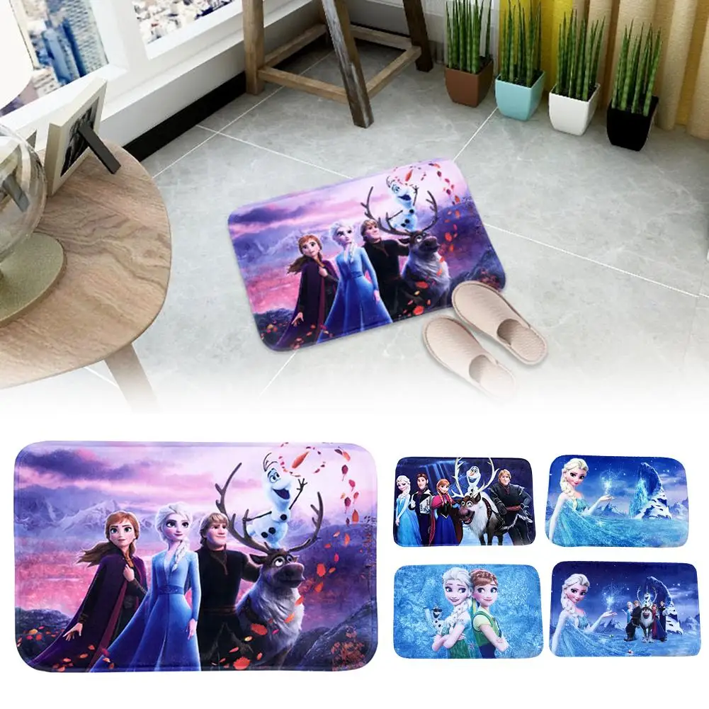 

Frozen Cartoon Bathroom Rug Mat Flannel Non-slip Absorbent Bath Rug Carpet Machine Washable For Tub Shower Bath Room Floor Mat