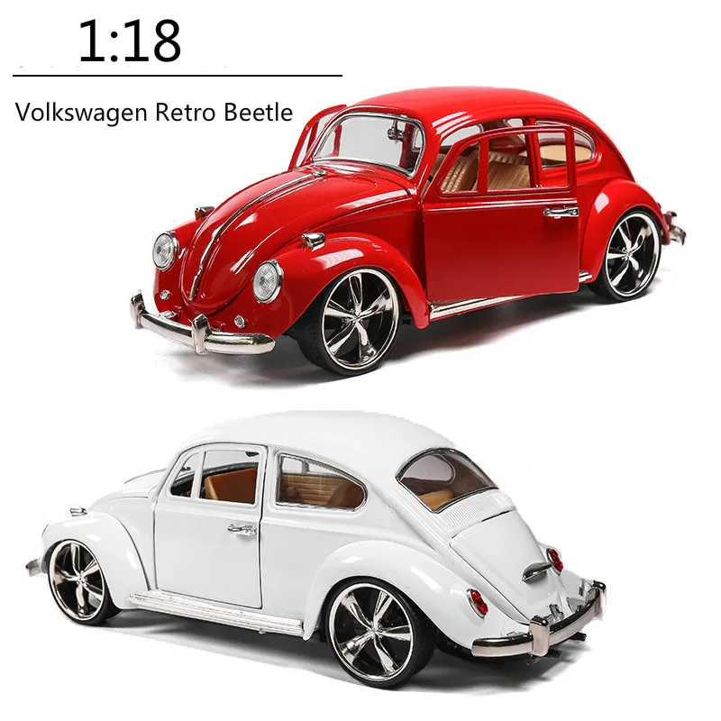 

1:18 vintage car simulation alloy Volkswagen Beetle golden turtle car model four Doors Open gift collection Steering wheel front