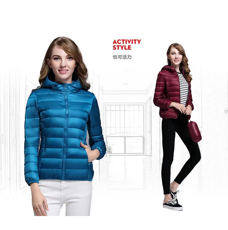 Winter Style Thin Hooded down Jacket Women's Korean-style Slim Fit Coat Short Large Size Women's down Jacket Factory