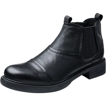 

Chelsea Boots Mens Short Boots High Quality Genuine Leather Hight-Top Business ankle boots autumn winter British retro cowhide