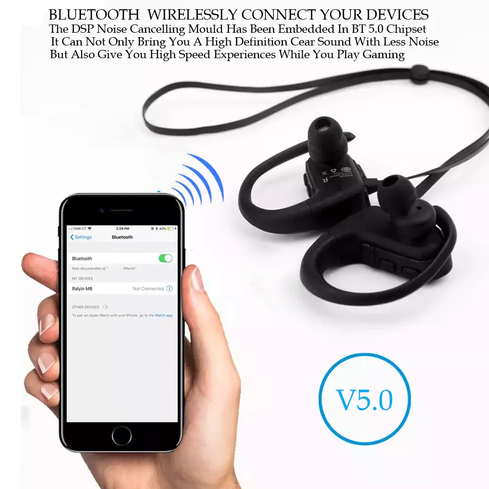 Высокое качество Hifi Звук 8G памяти беспроводной Bluetooth MP3 плеер наушники для спорта, бега, тренажерного зала, фитнеса, аудио, студии