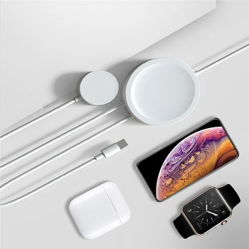 

3 in 1 Magnetic Wireless Fast Charger for iphone 6S 7 8 Plus X XS USB Data Charging Cable For iWatch Series 1 2 3 4 Airpods