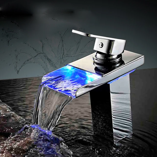 Grohe GROHE completa de cobre y cascada LED grifo lavabo lavabo cuenca bajo  mostrador cuenca del grifo - AliExpress